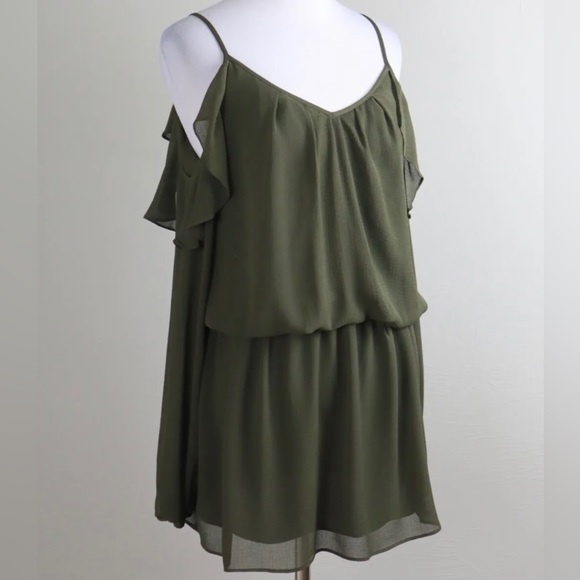 NWOT - Ramy Brook mini “Misti” dress, dark green with open shoulders in XXS - Picture 1 of 4
